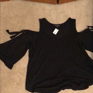 Black cold shoulder top
